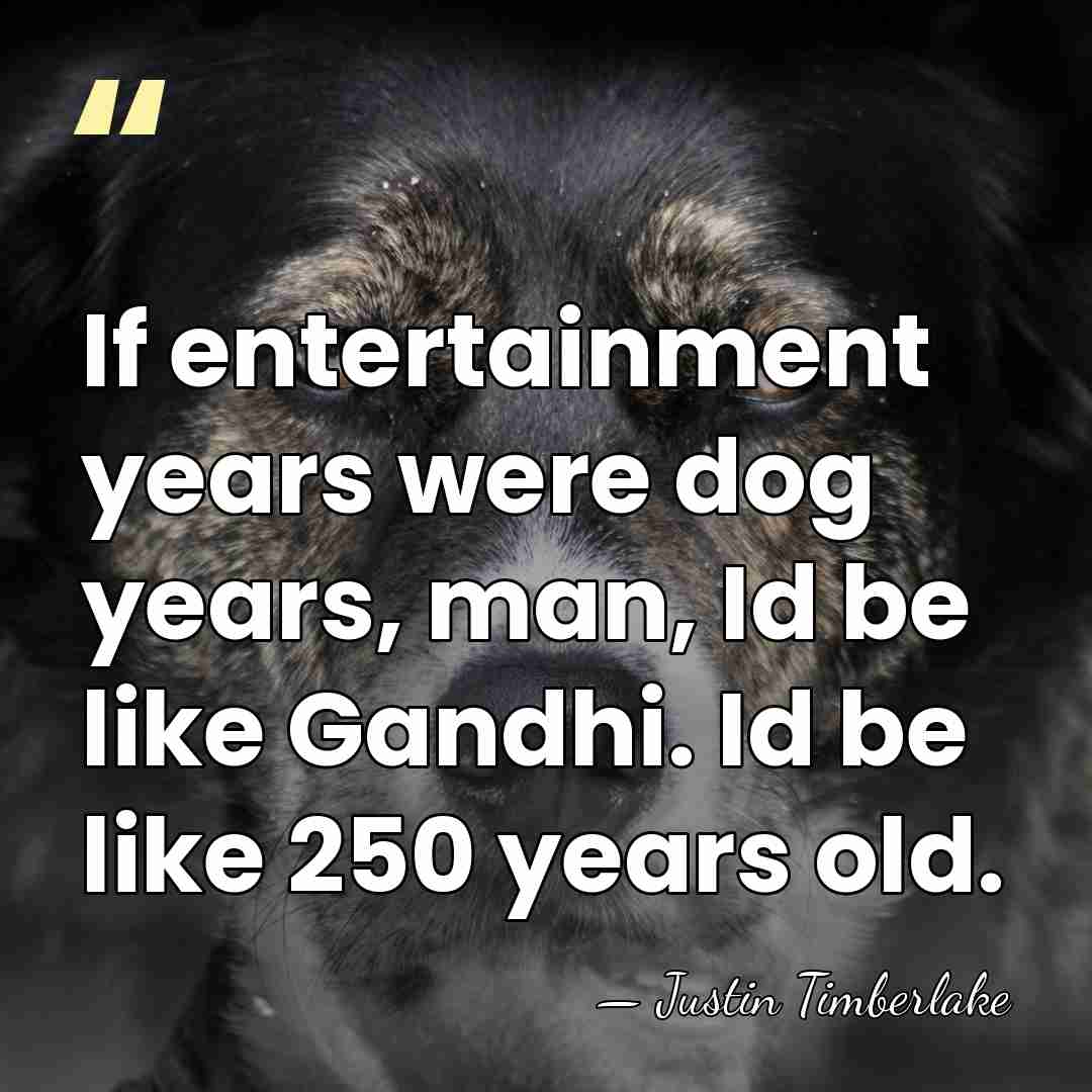 If entertainment years were dog years, man, Id be like Gandhi. Id&hellip; - Justin Timberlake