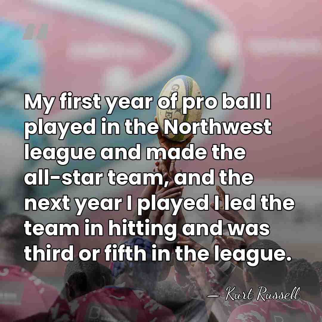 My first year of pro ball I played in the Northwest league&hellip; - Kurt Russell