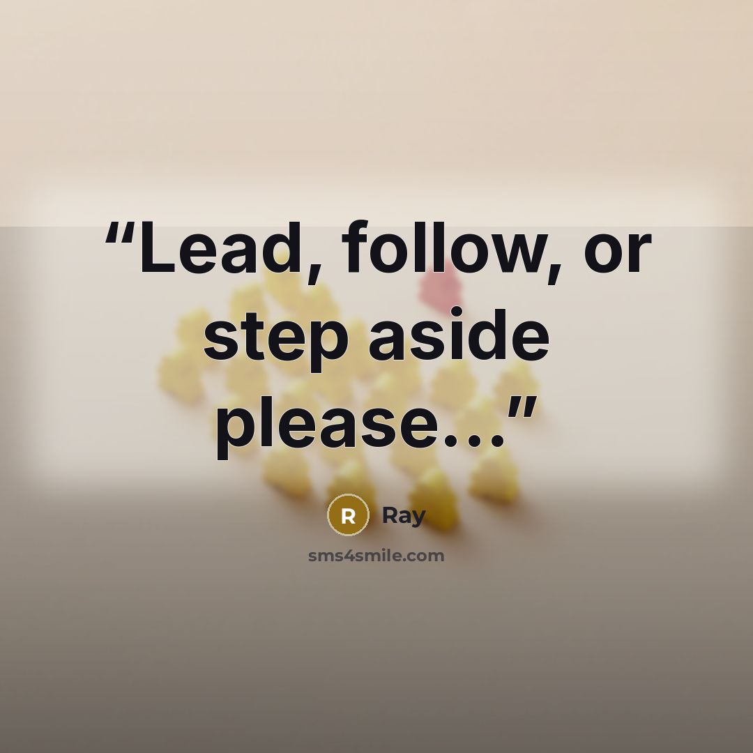 “Lead, follow, or step aside please...” quote by Ray