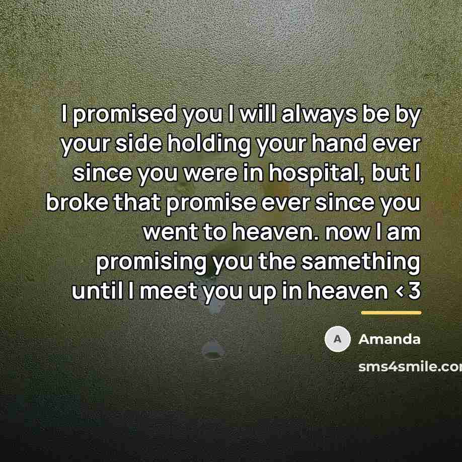 “I promised you I will always be by your side…” quote by Amanda