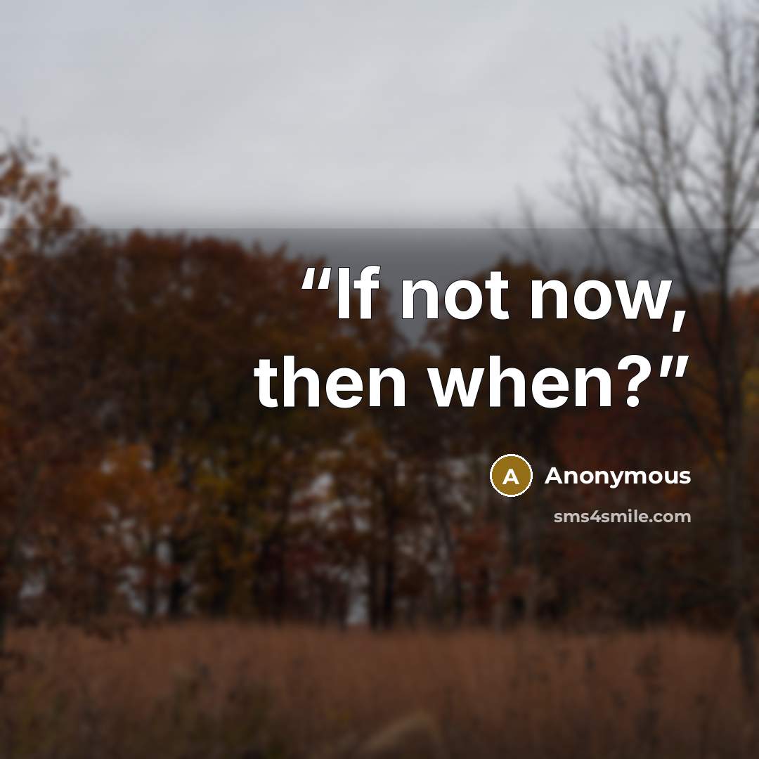 “If not now, then when?” quote by Anonymous