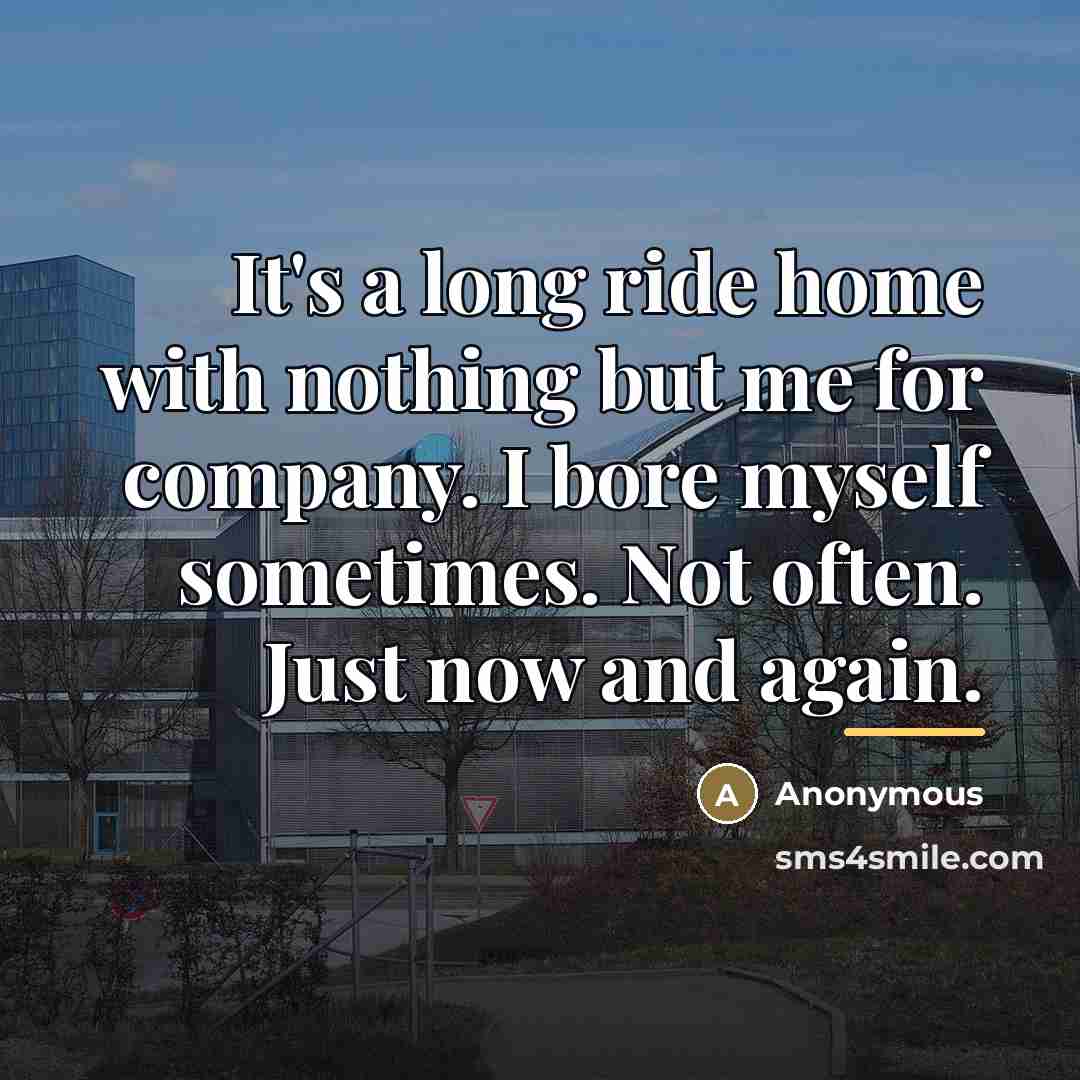 “It's a long ride home with nothing but me for…” quote by Anonymous
