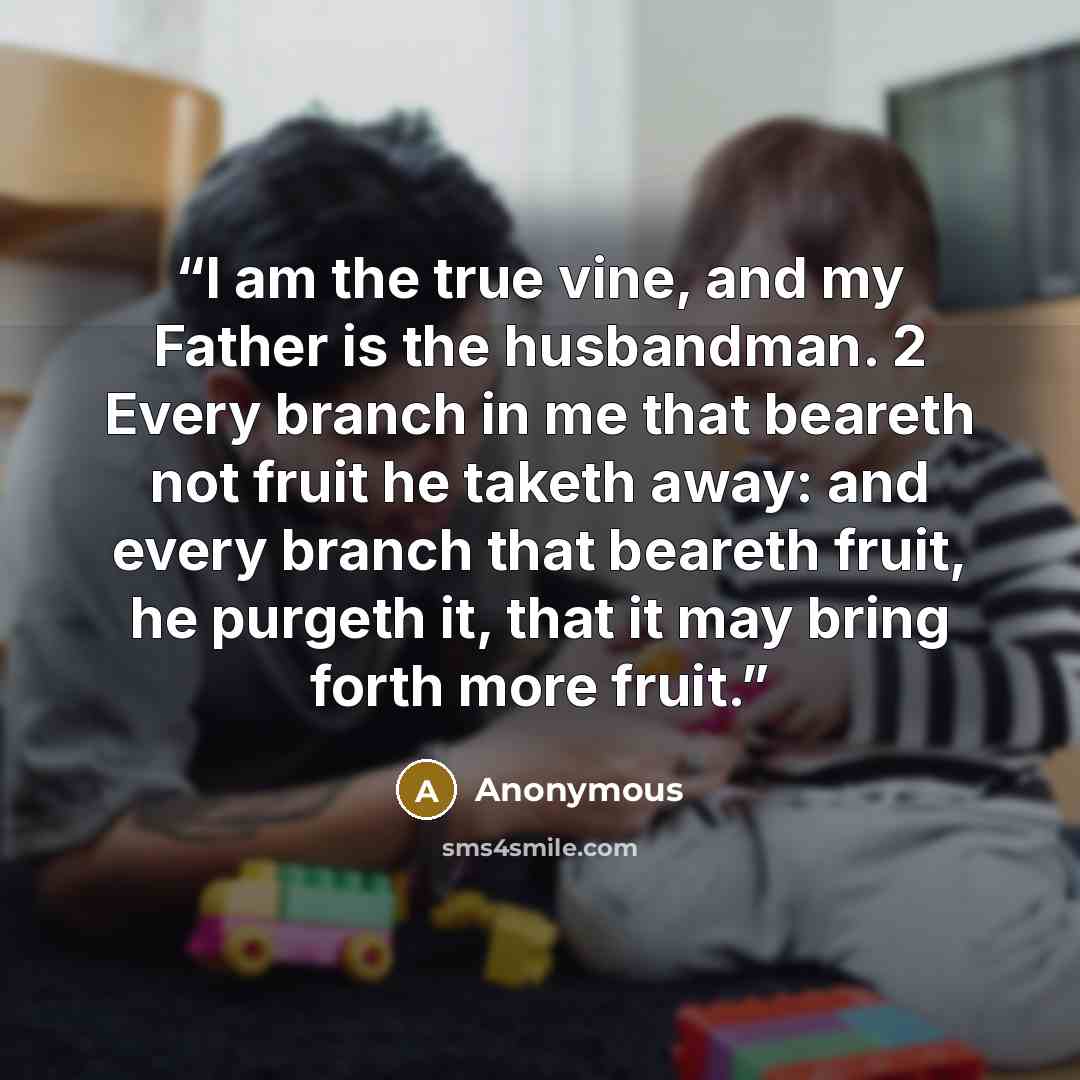 “I am the true vine, and my Father is the husbandman. 2 Every branch in me that beareth not fruit he taketh away: and every branch that beareth fruit, he purgeth it, that it may bring forth more fruit.” quote by Anonymous