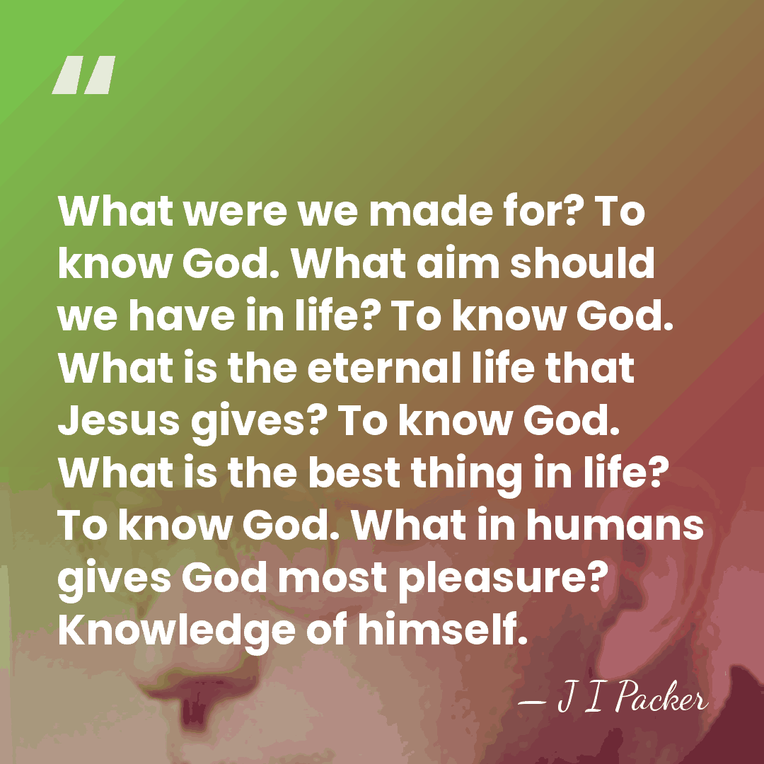What were we made for? To know God. What aim should we&hellip; - J I Packer