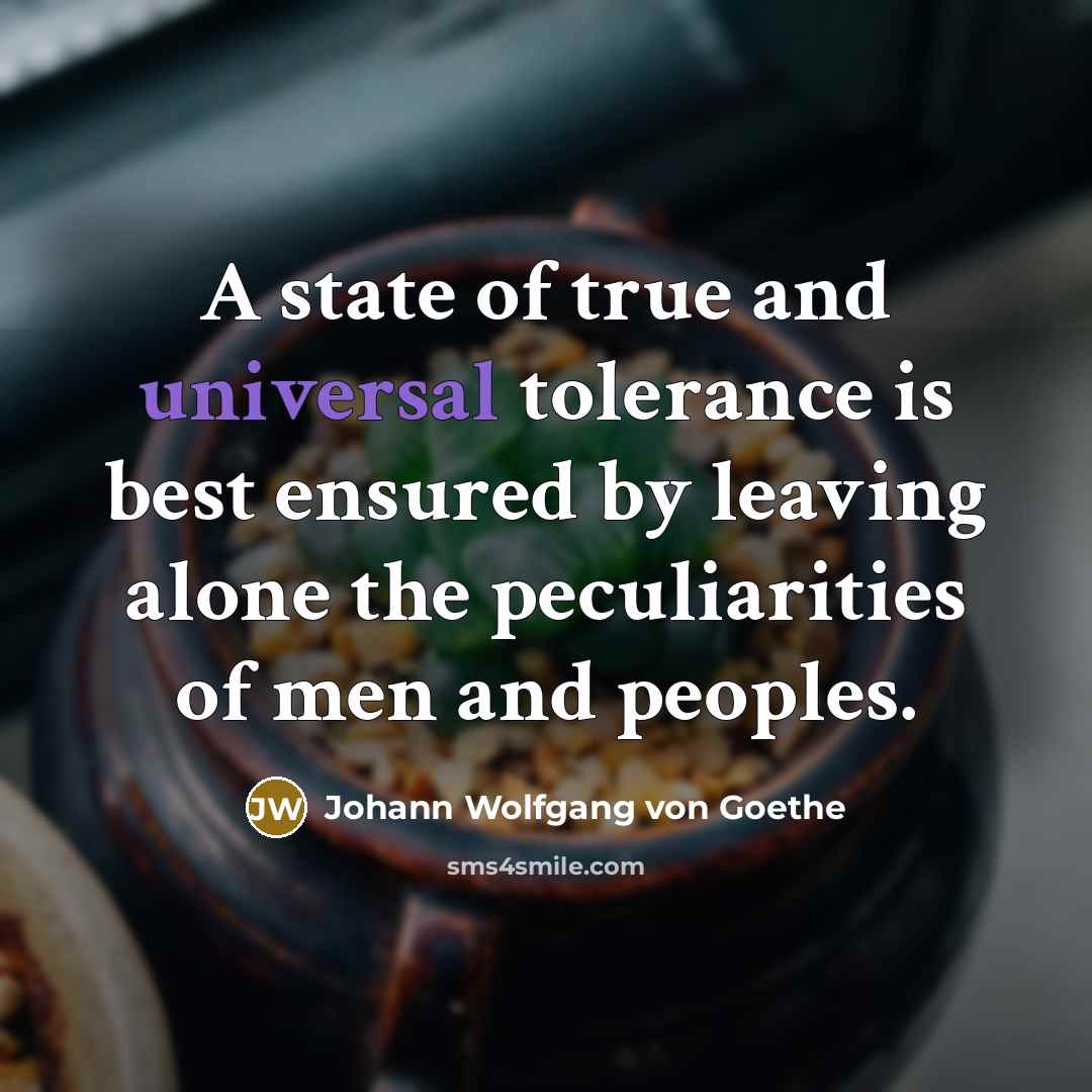 “A state of true and universal tolerance is best ensured…” quote by Johann Wolfgang von Goethe