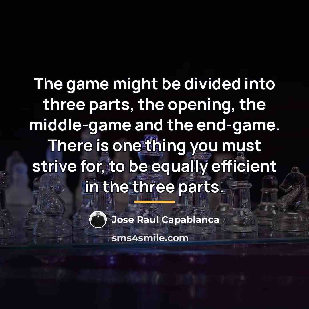 “The game might be divided into three parts, the opening,…” quote by Jose Raul Capablanca