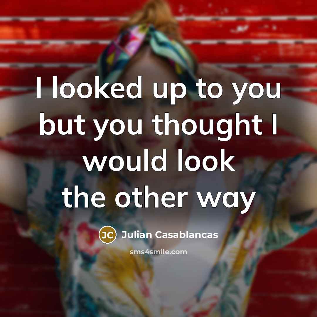 “I looked up to you but you thought I would…” quote by Julian Casablancas