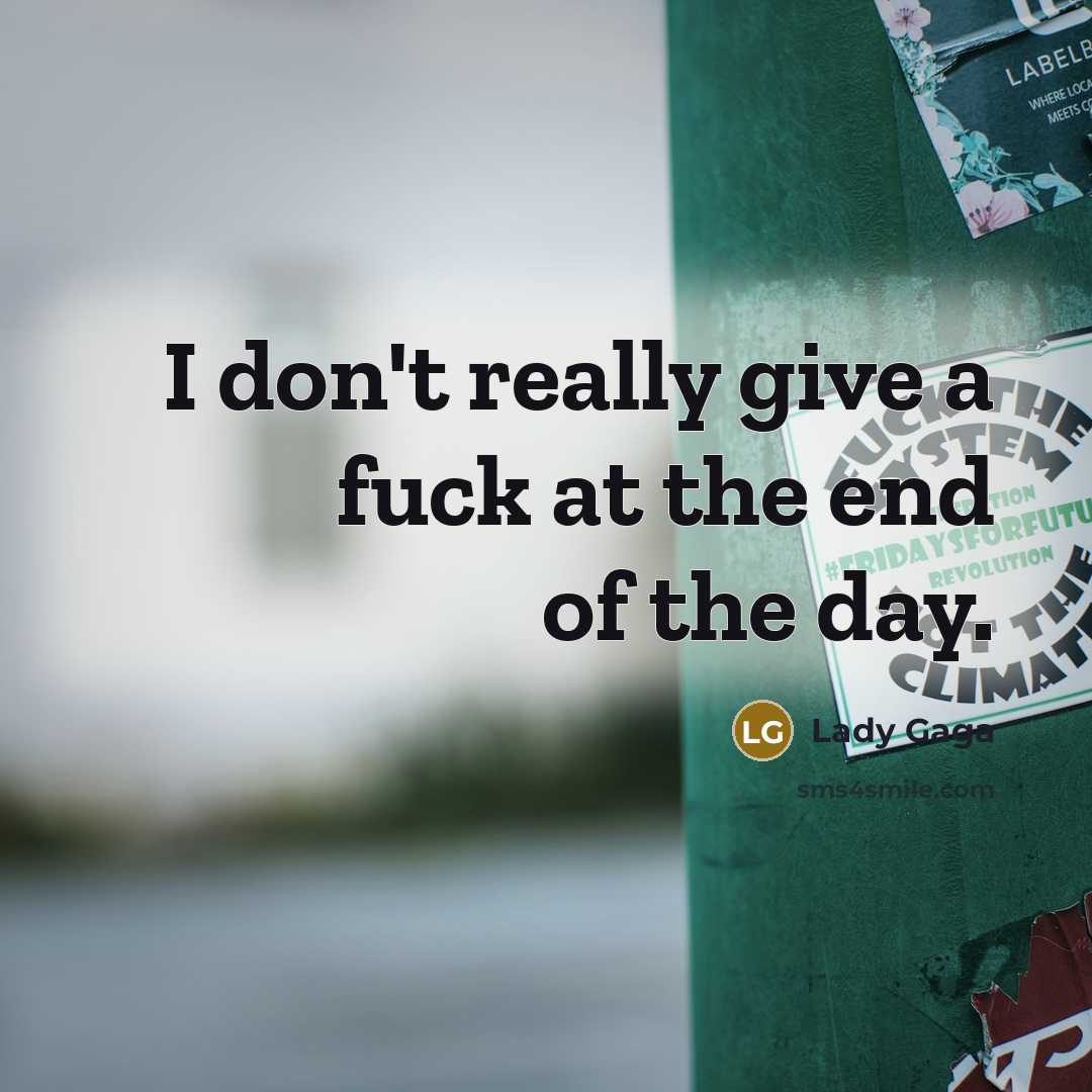 “I don't really give a fuck at the end of…” quote by Lady Gaga