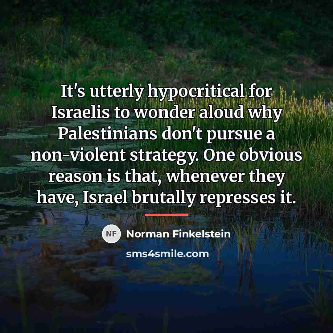 “It's utterly hypocritical for Israelis to wonder aloud why Palestinians…” quote by Norman Finkelstein
