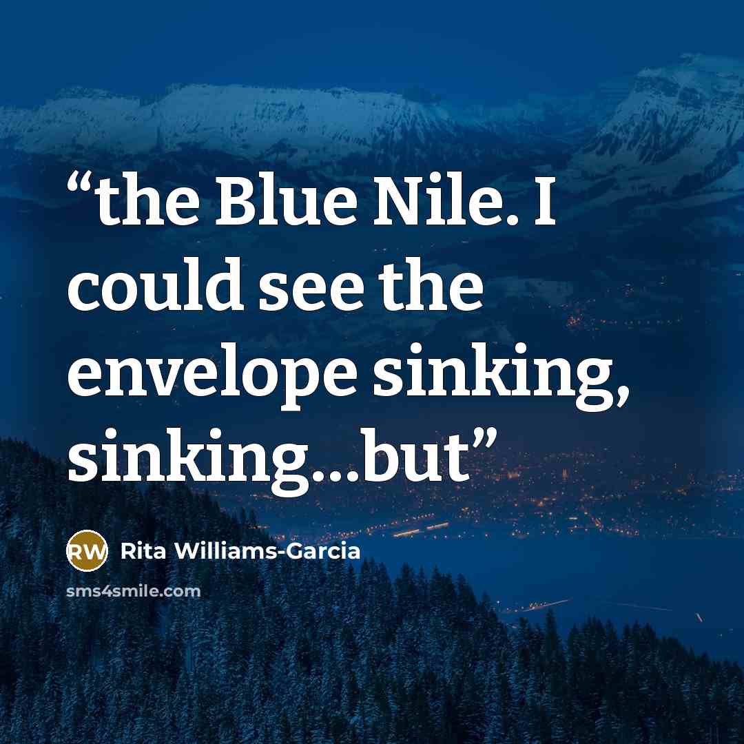 “the Blue Nile. I could see the envelope sinking, sinking…but” quote by Rita Williams-Garcia