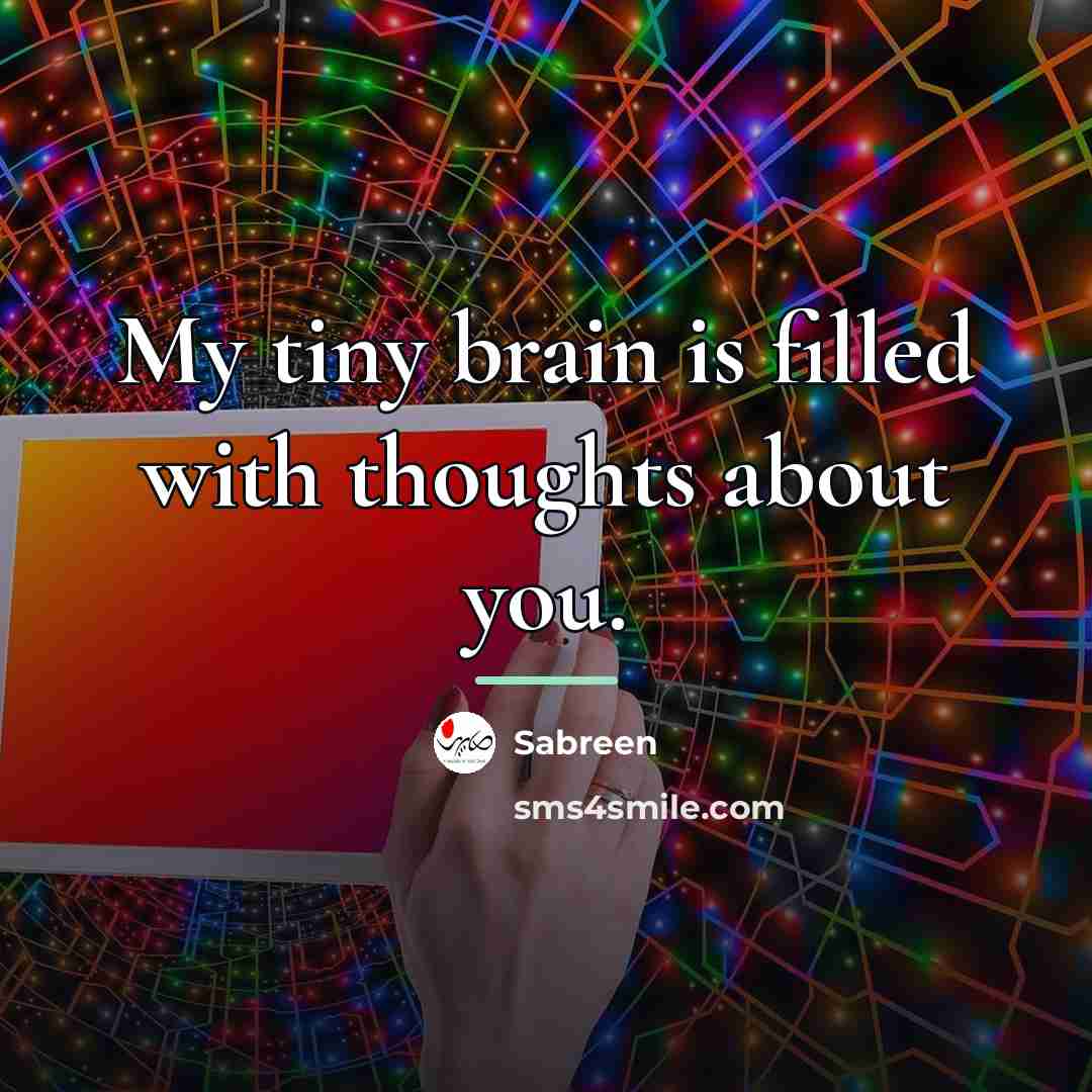 “My tiny brain is filled with thoughts about you.…” quote by Sabreen