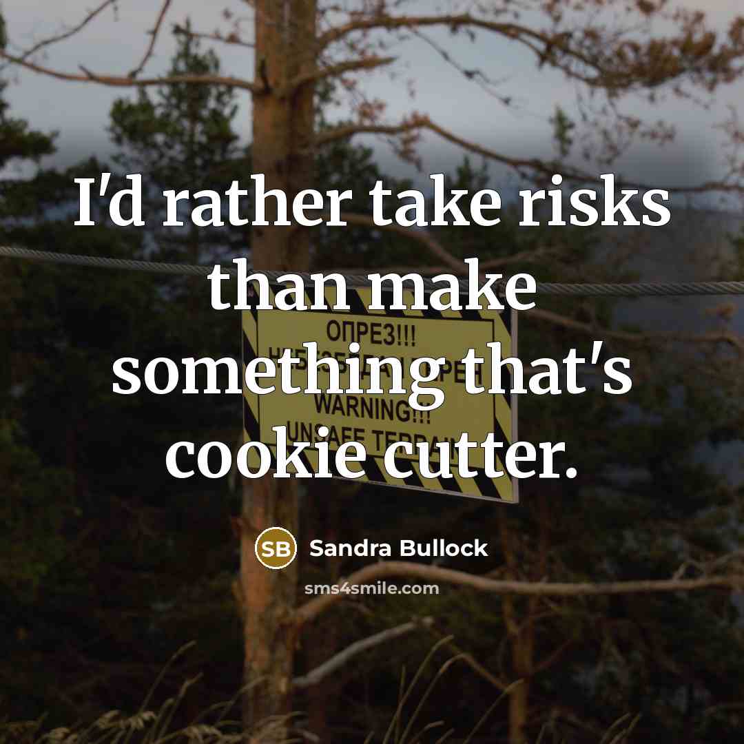 “I'd rather take risks than make something that's cookie cutter.” quote by Sandra Bullock
