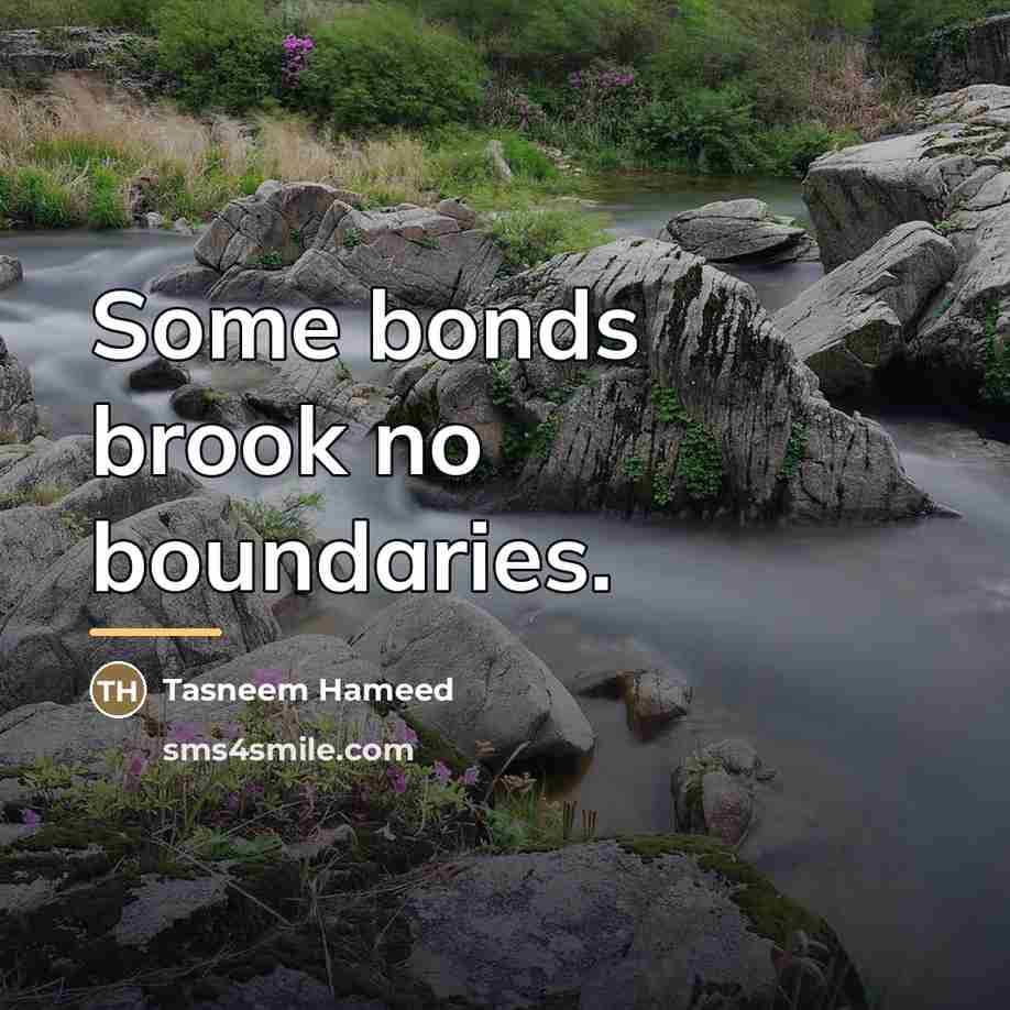 “Some bonds brook no boundaries.…” quote by Tasneem Hameed