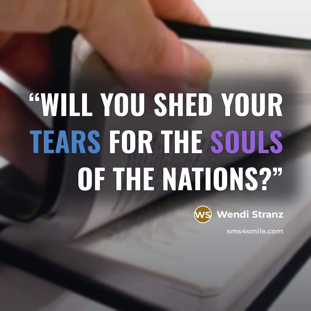 “Will you shed your tears for the souls of the nations?” quote by Wendi Stranz