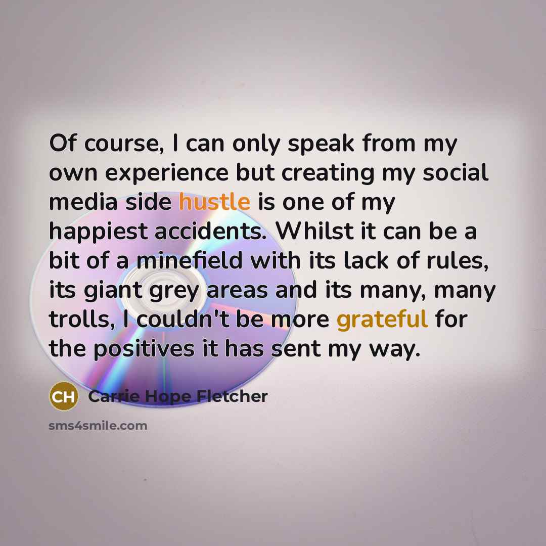“Of course, I can only speak from my own experience…” quote by Carrie Hope Fletcher
