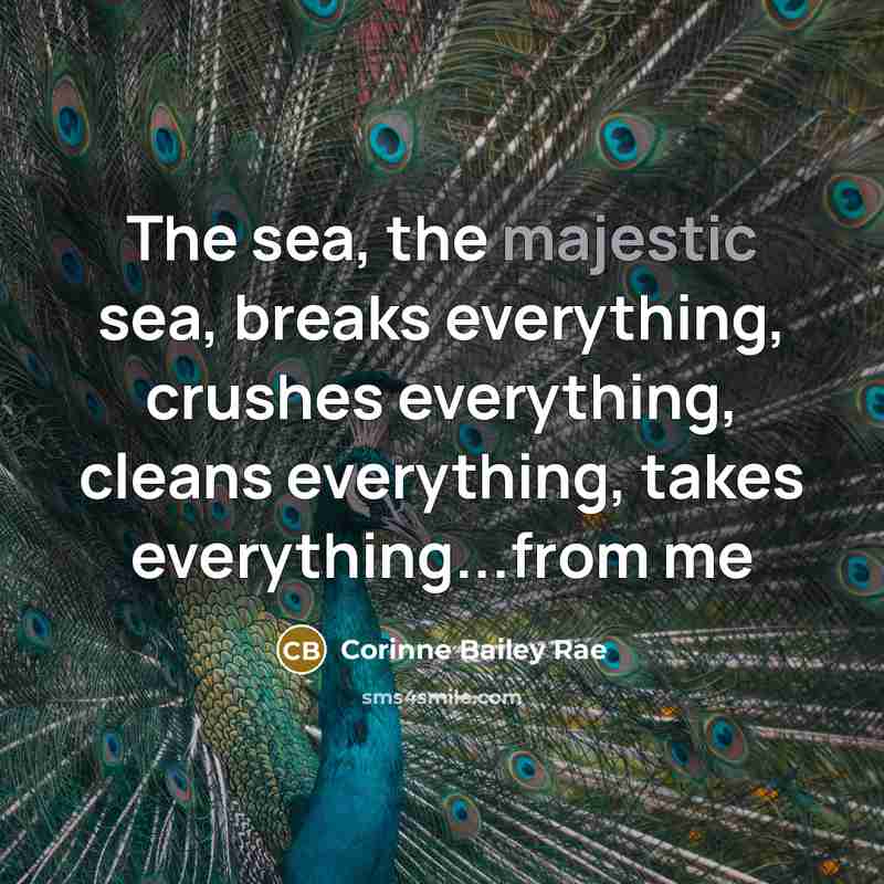 “The sea, the majestic sea, breaks everything, crushes everything, cleans…” quote by Corinne Bailey Rae