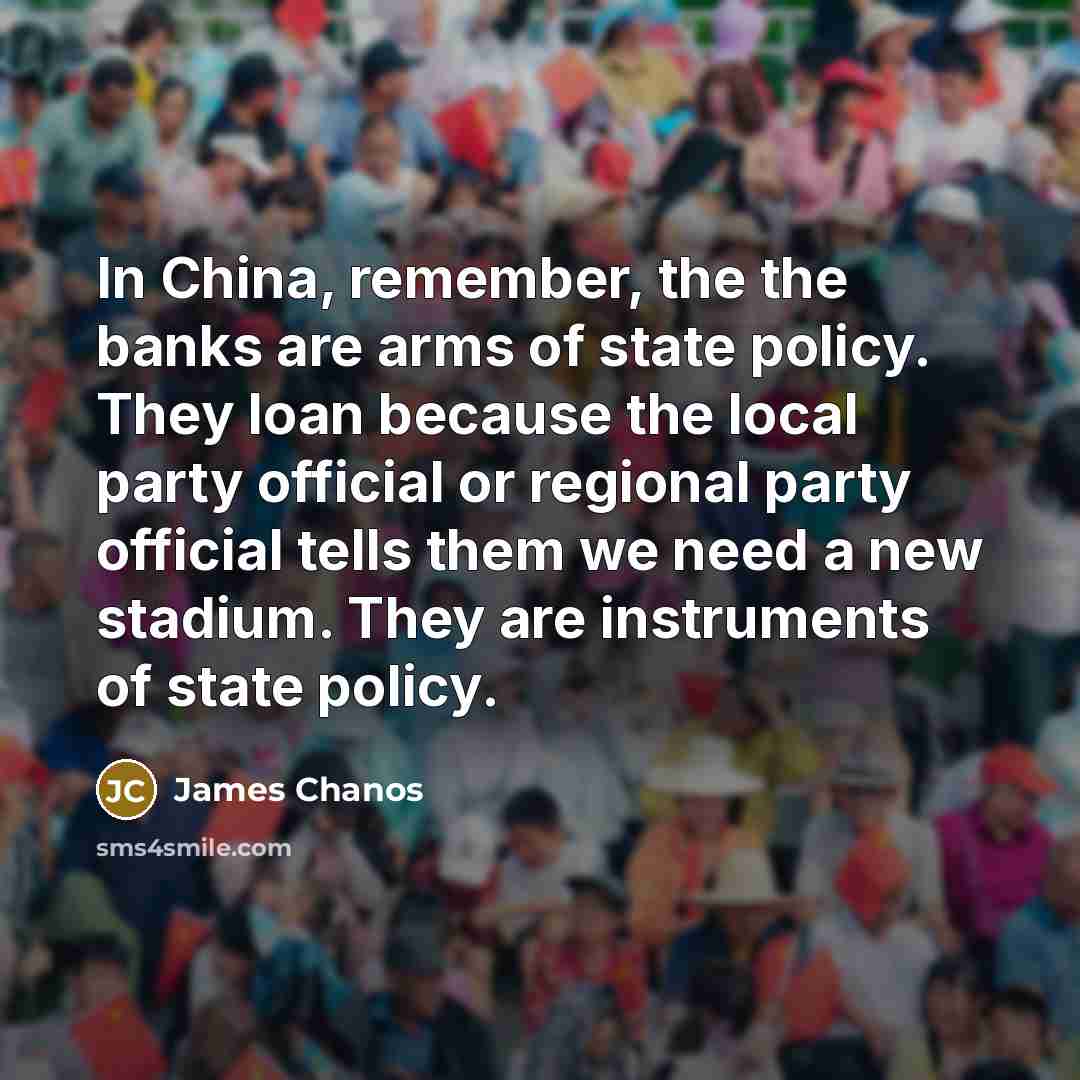“In China, remember, the the banks are arms of state…” quote by James Chanos