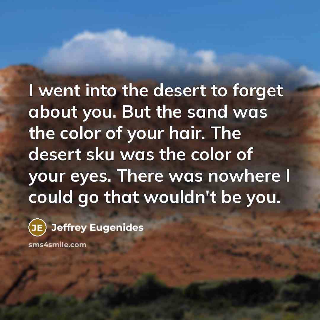 “I went into the desert to forget about you. But…” quote by Jeffrey Eugenides