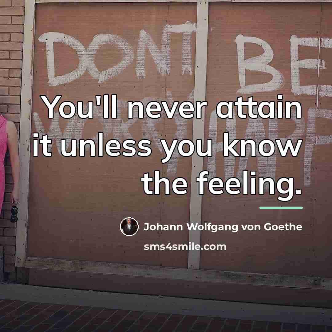 “You'll never attain it unless you know the feeling.…” quote by Johann Wolfgang von Goethe