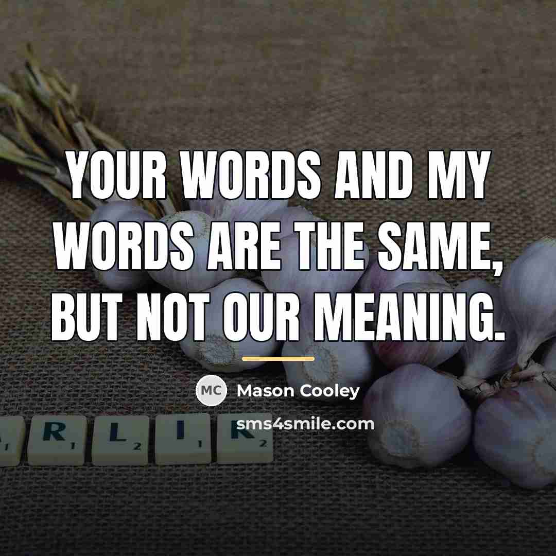 “Your words and my words are the same, but not…” quote by Mason Cooley