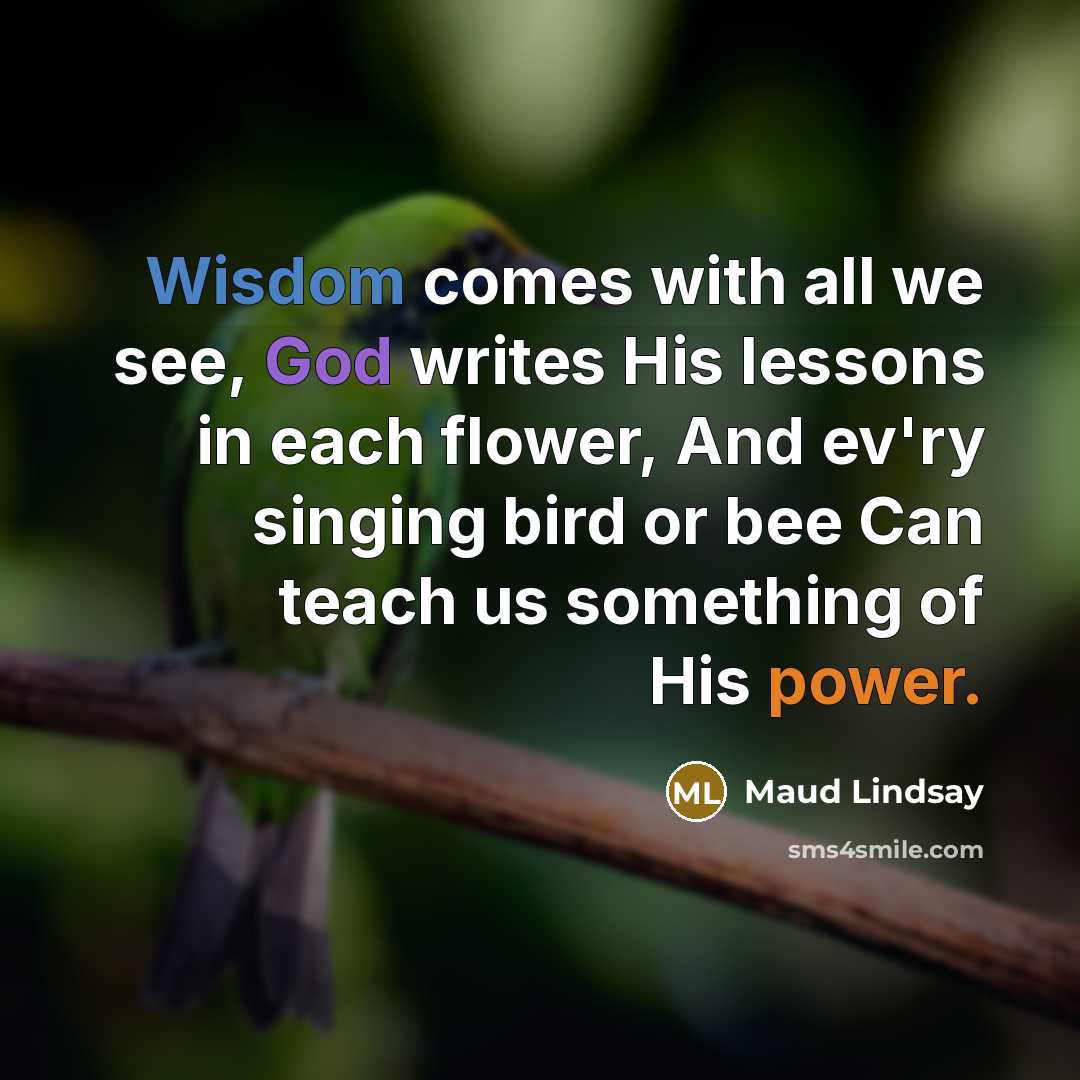 “Wisdom comes with all we see, God writes His lessons…” quote by Maud Lindsay