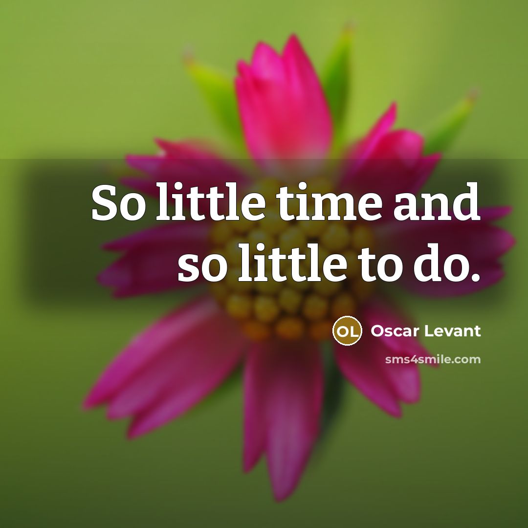 “So little time and so little to do.…” quote by Oscar Levant