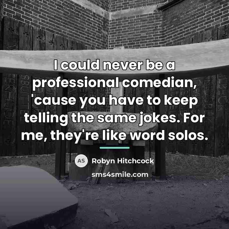 “I could never be a professional comedian, 'cause you have…” quote by Robyn Hitchcock