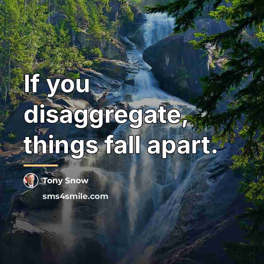 “If you disaggregate, things fall apart.…” quote by Tony Snow