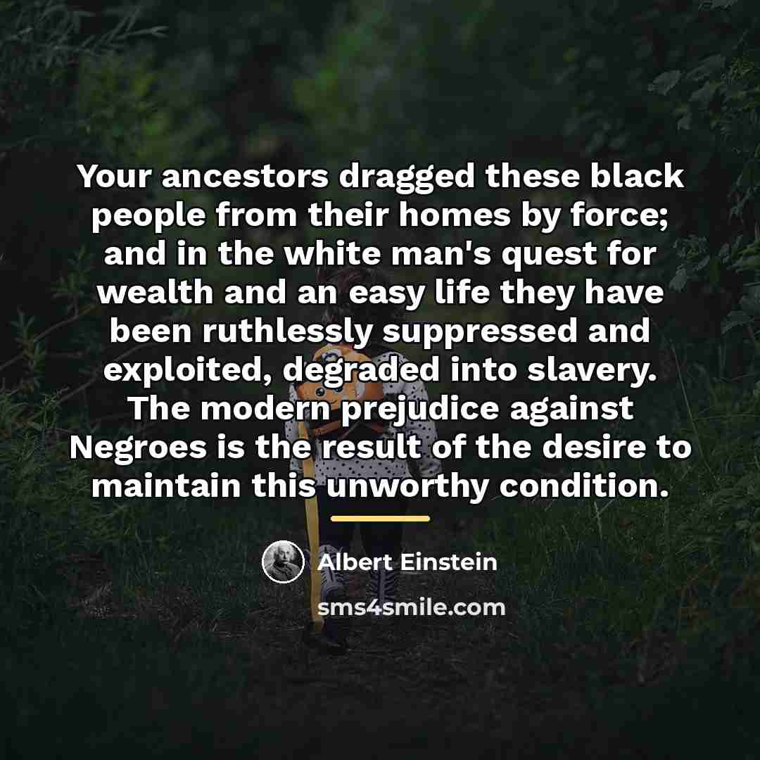 “Your ancestors dragged these black people from their homes by…” quote by Albert Einstein