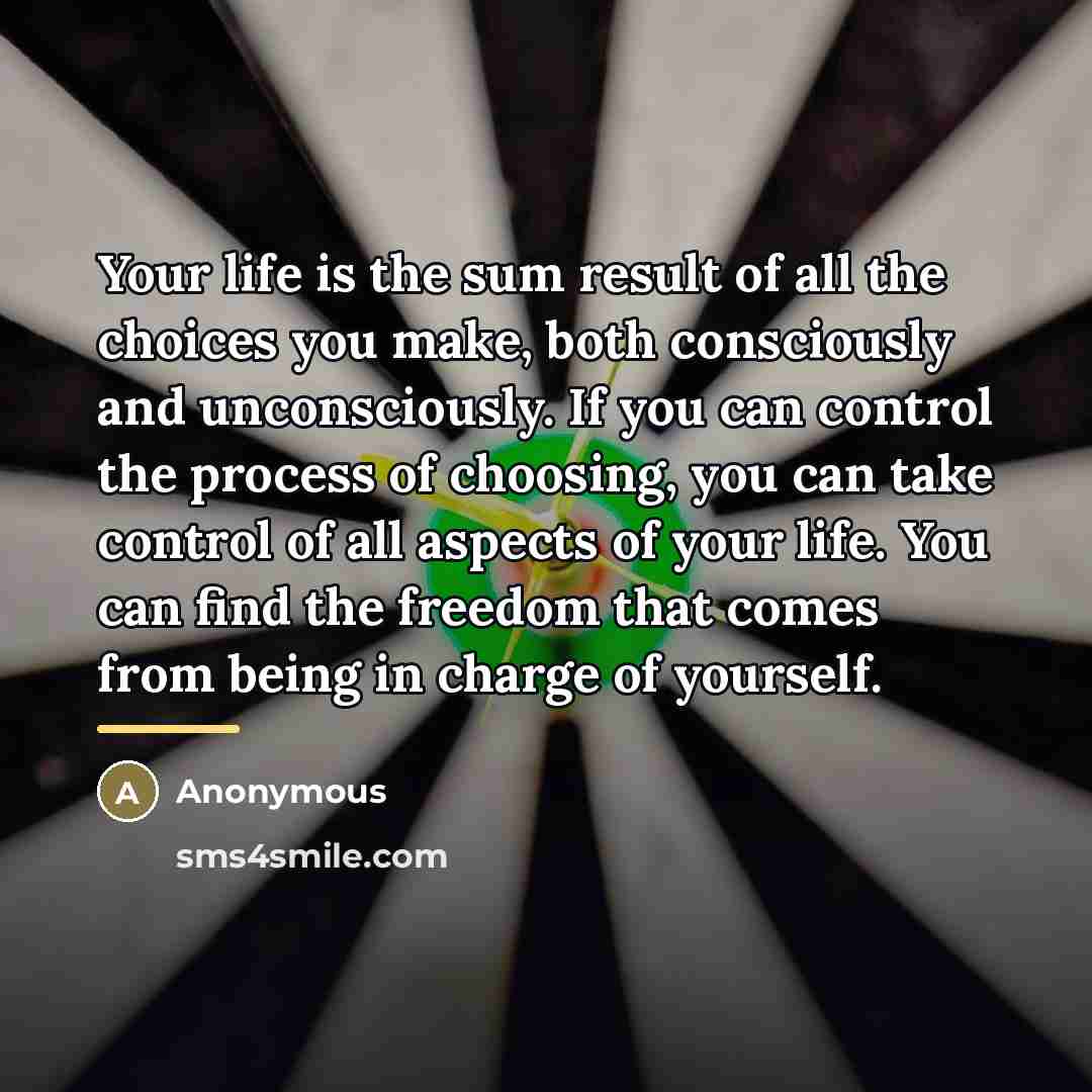 “Your life is the sum result of all the choices…” quote by Anonymous