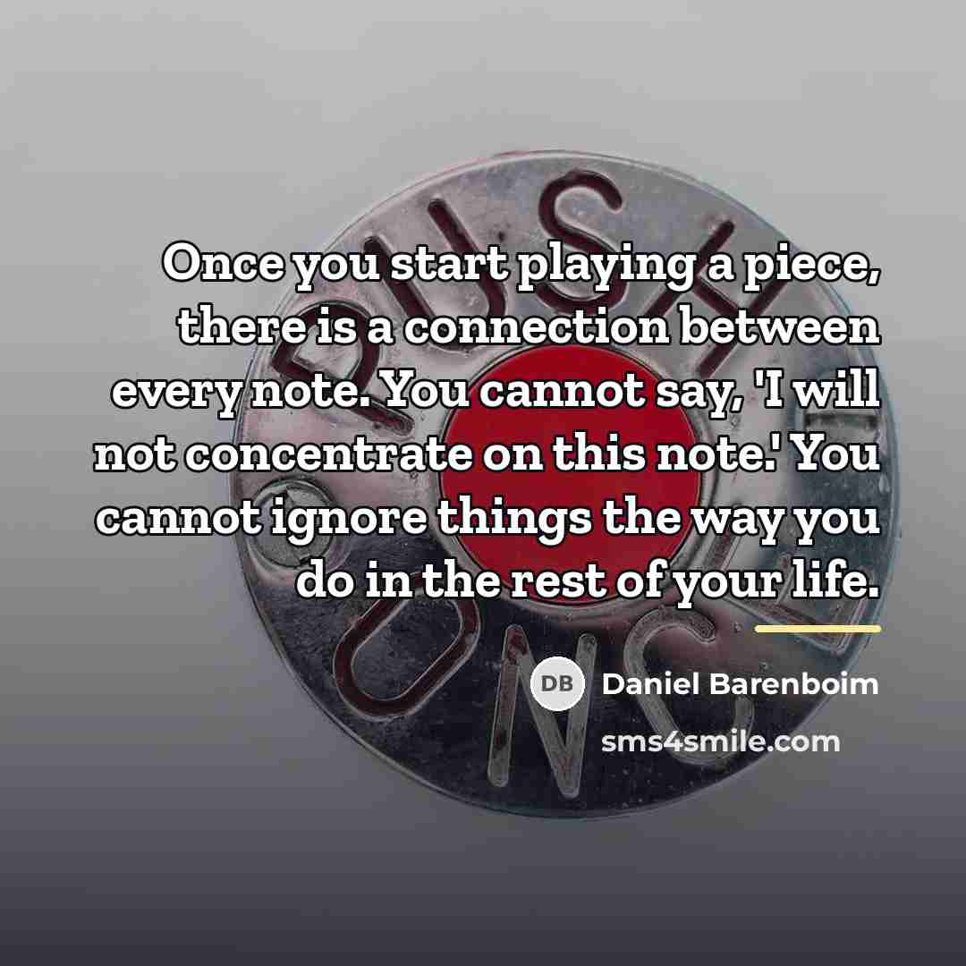 “Once you start playing a piece, there is a connection…” quote by Daniel Barenboim