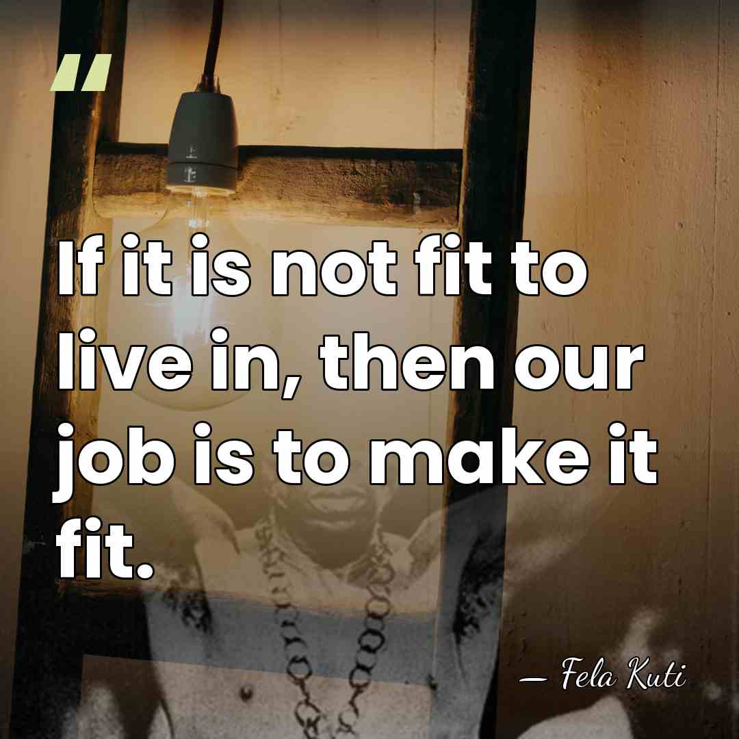 If it is not fit to live in, then our job is&hellip; - Fela Kuti