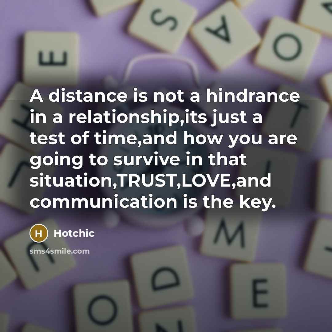 “A distance is not a hindrance in a relationship,its just…” quote by Hotchic