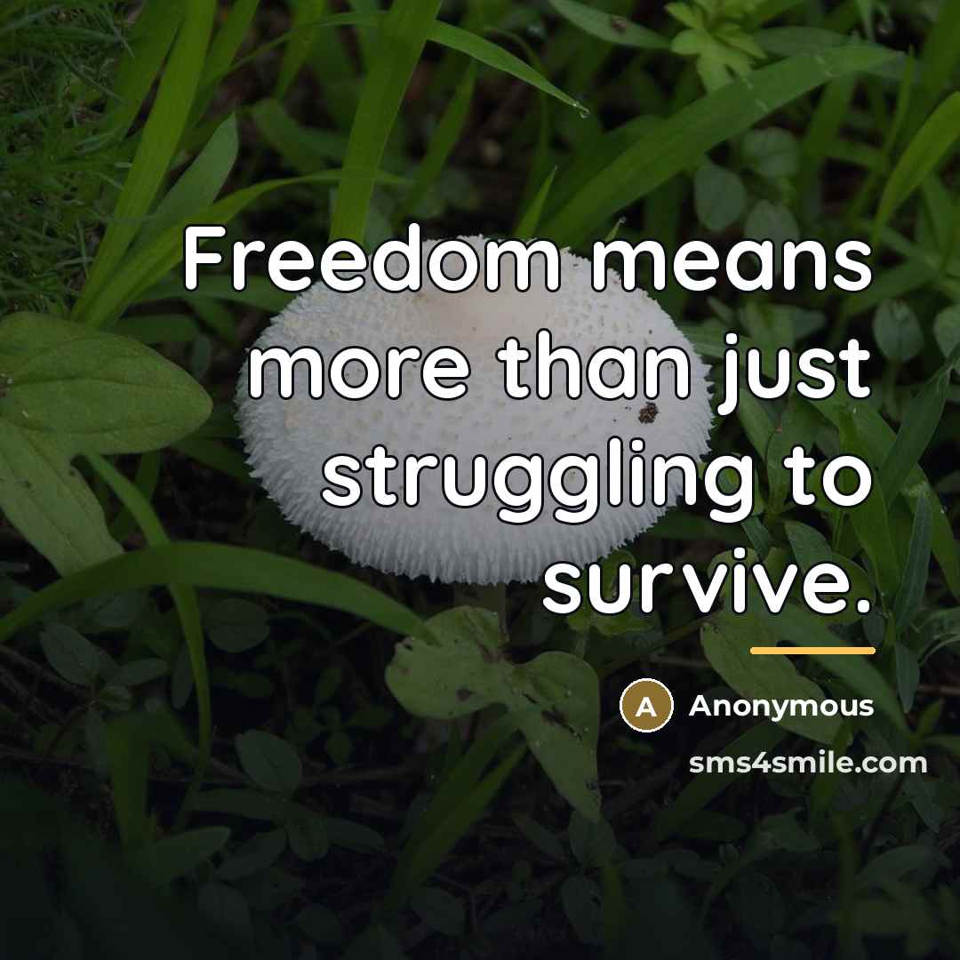 “Freedom means more than just struggling to survive.…” quote by Anonymous
