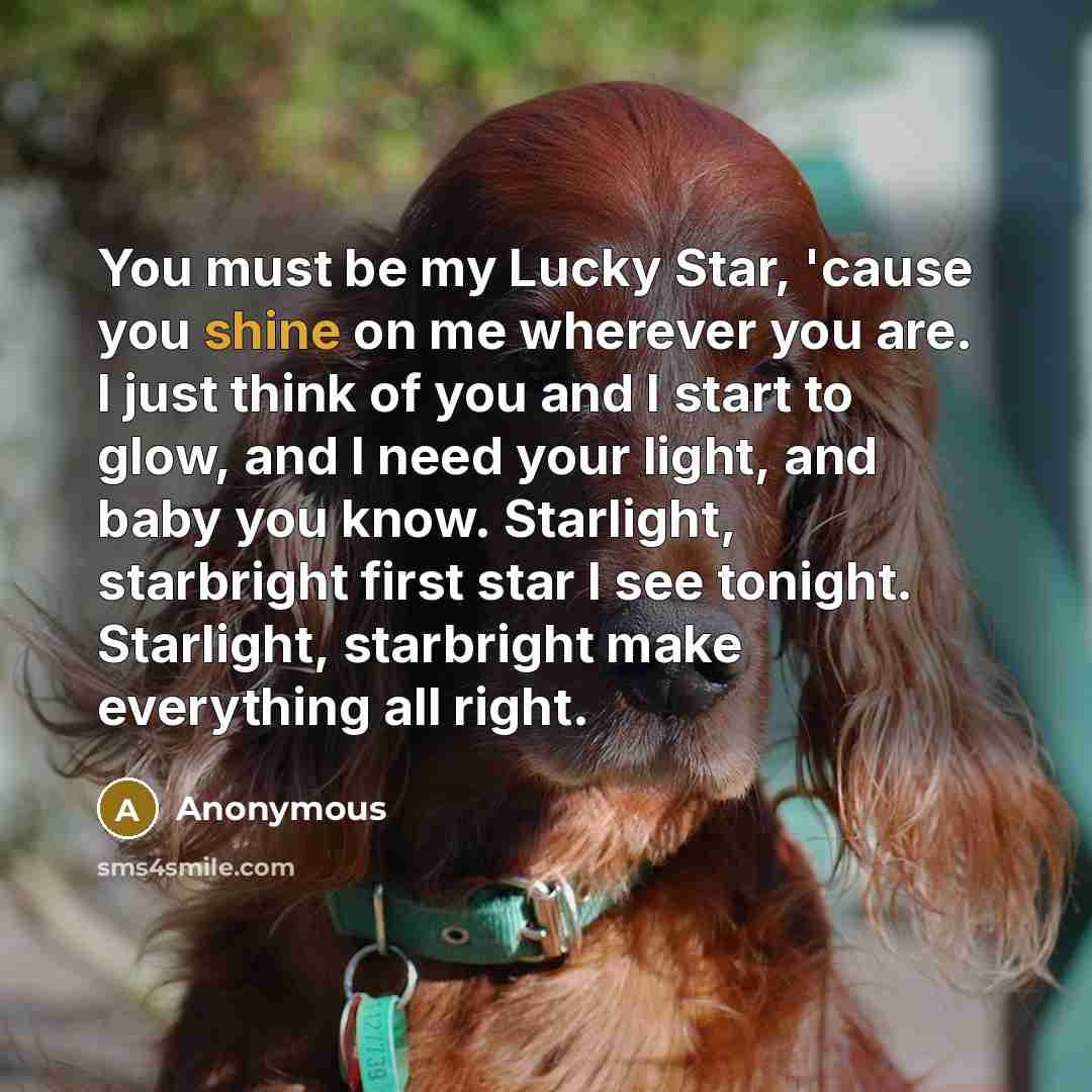 “You must be my Lucky Star, 'cause you shine on…” quote by Anonymous