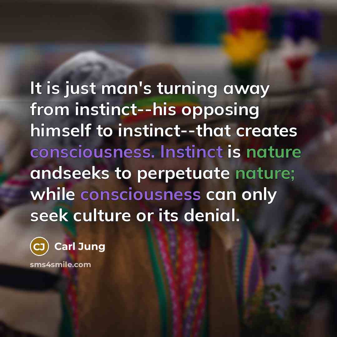 “It is just man's turning away from instinct--his opposing himself…” quote by Carl Jung