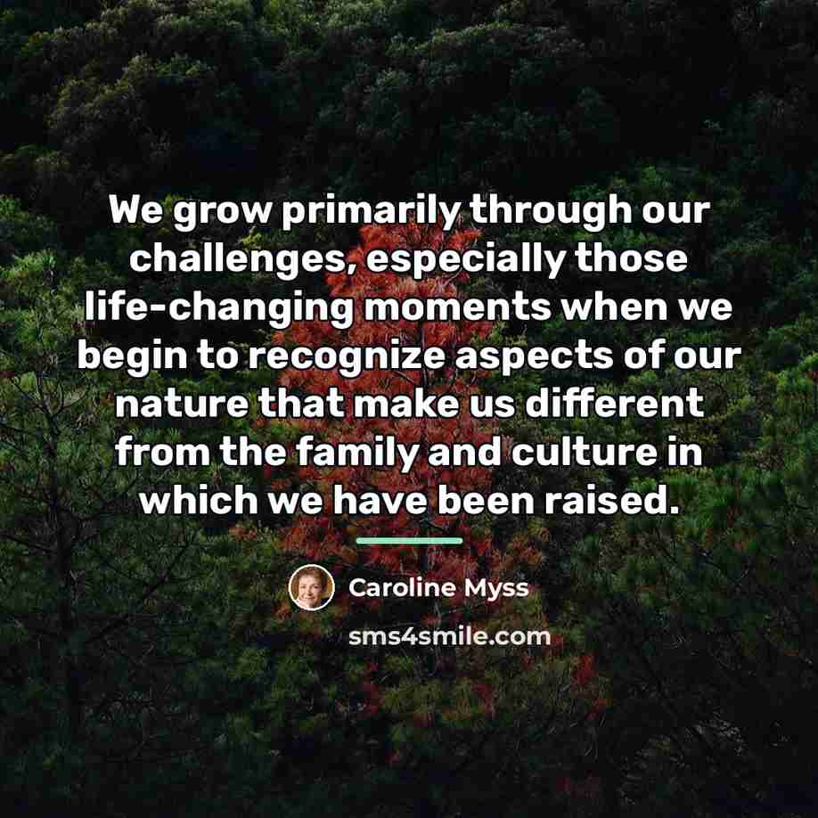 “We grow primarily through our challenges, especially those life-changing moments…” quote by Caroline Myss