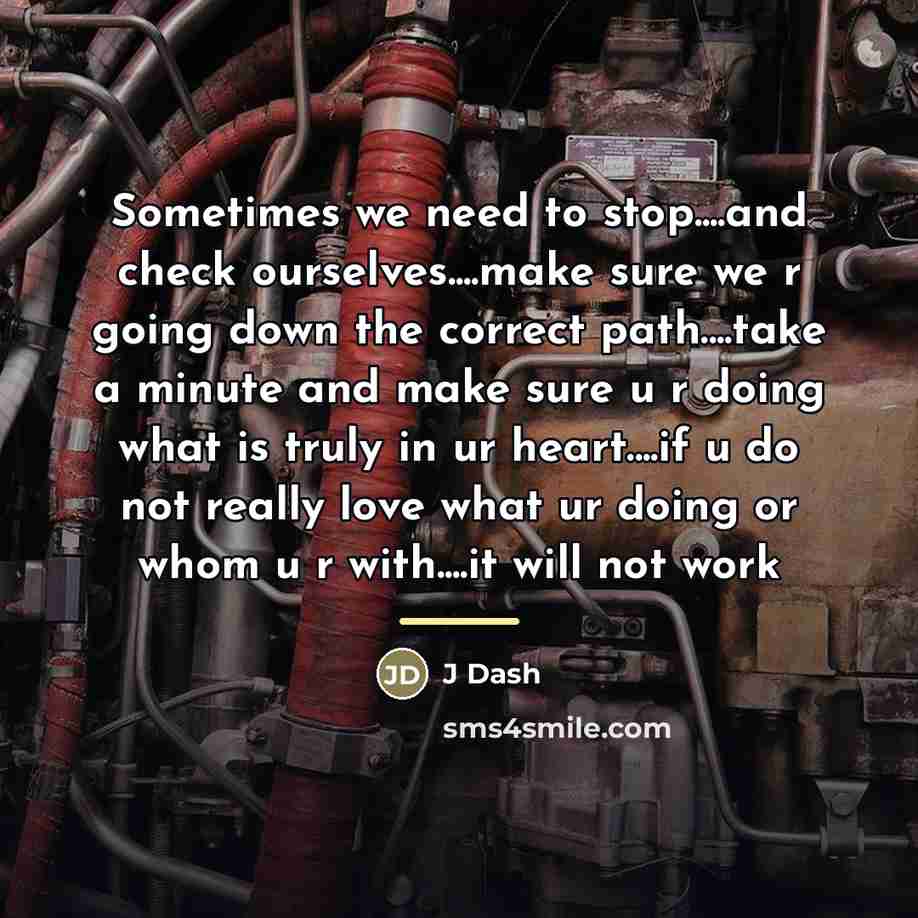 “Sometimes we need to stop....and check ourselves....make sure we r…” quote by J Dash