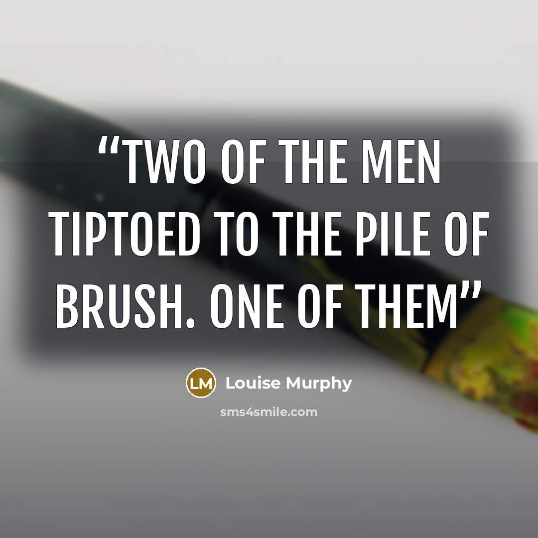 “Two of the men tiptoed to the pile of brush. One of them” quote by Louise Murphy