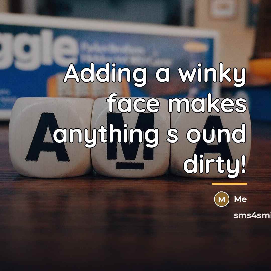 “Adding a winky face makes anything s ound dirty!…” quote by Me