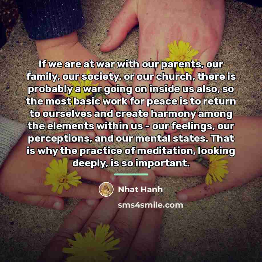 “If we are at war with our parents, our family,…” quote by Nhat Hanh