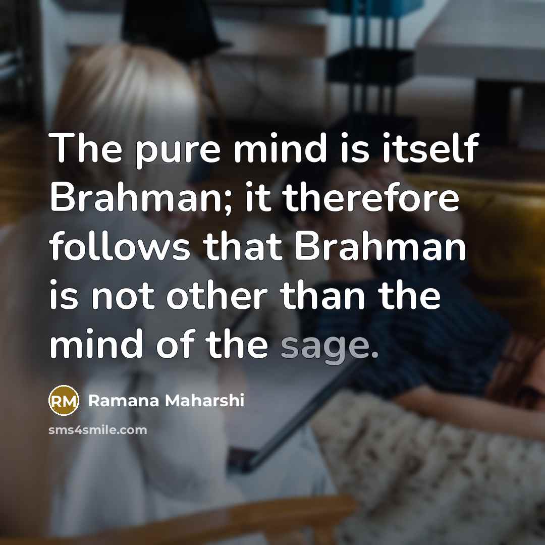“The pure mind is itself Brahman; it therefore follows that…” quote by Ramana Maharshi