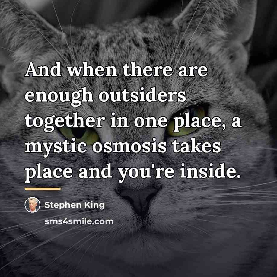 “And when there are enough outsiders together in one place,…” quote by Stephen King