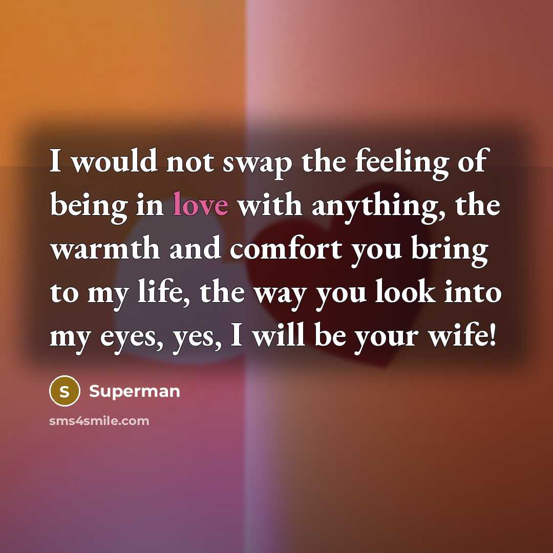 “I would not swap the feeling of being in love…” quote by Superman