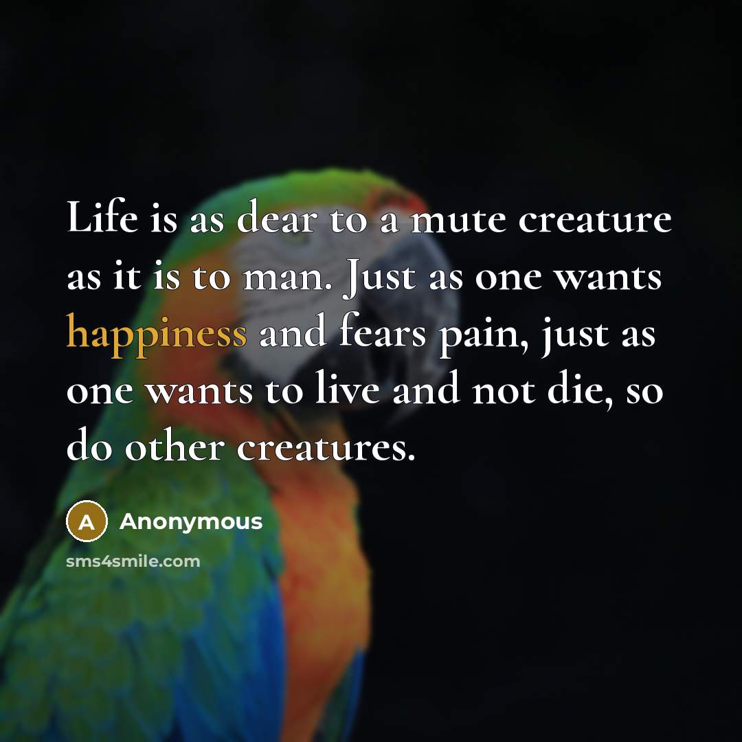 “Life is as dear to a mute creature as it…” quote by Anonymous