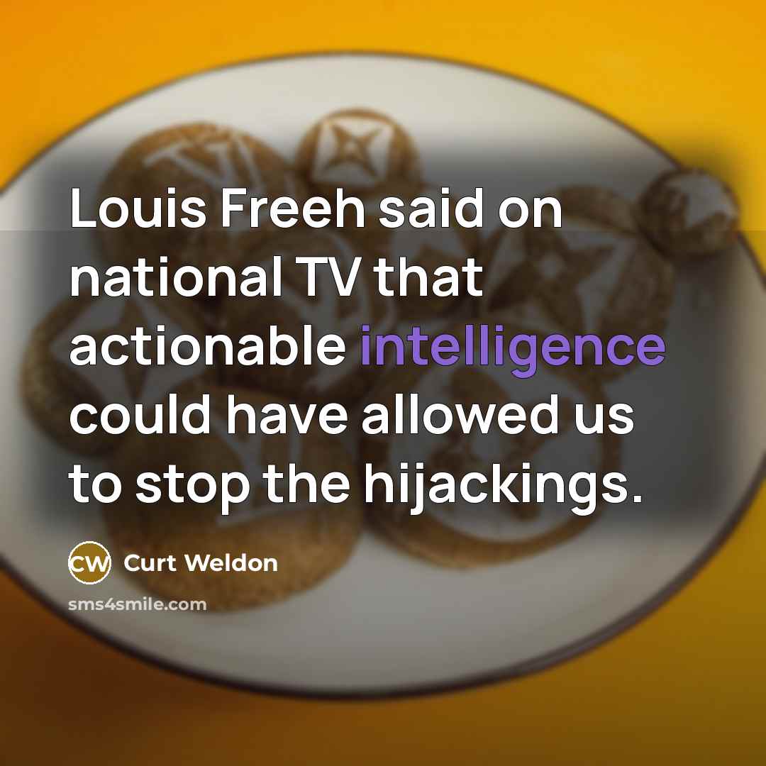 “Louis Freeh said on national TV that actionable intelligence could…” quote by Curt Weldon
