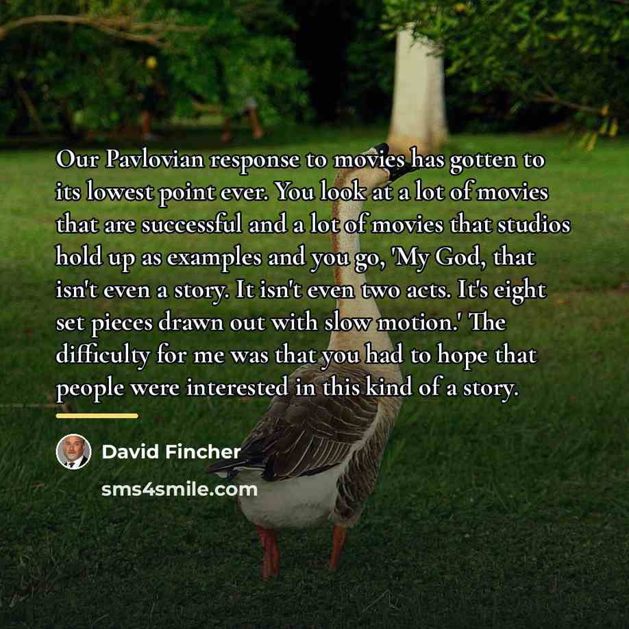 “Our Pavlovian response to movies has gotten to its lowest…” quote by David Fincher