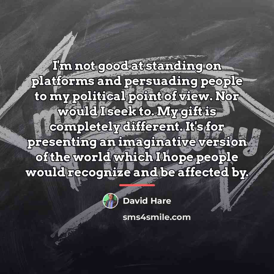 “I'm not good at standing on platforms and persuading people…” quote by David Hare