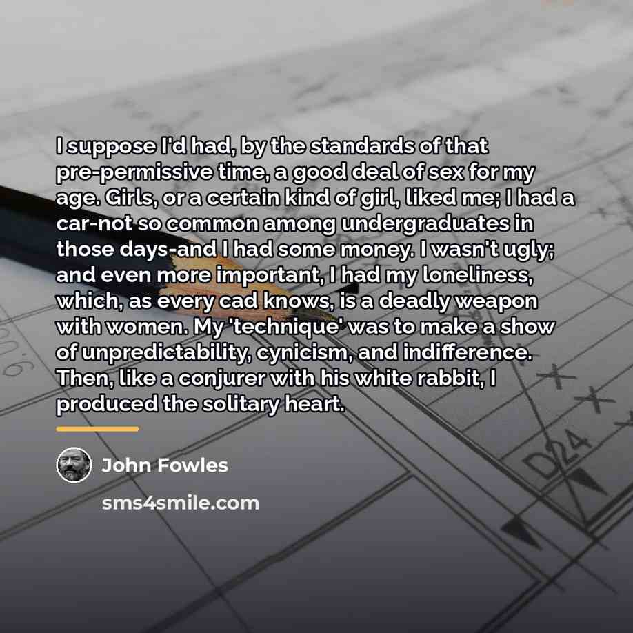 “I suppose I'd had, by the standards of that pre-permissive…” quote by John Fowles
