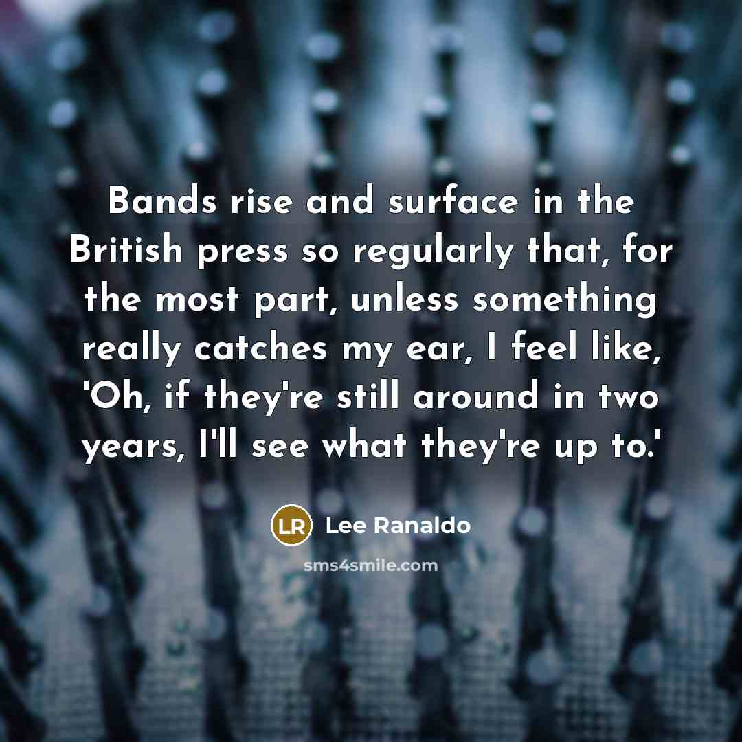 “Bands rise and surface in the British press so regularly that, for the most part, unless something really catches my ear, I feel like, 'Oh, if they're still around in two years, I'll see what they're up to.'” quote by Lee Ranaldo